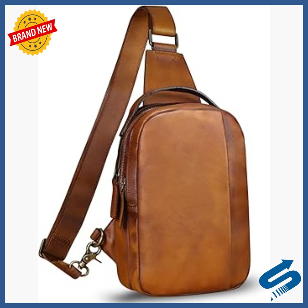 Genuine Leather Crossbody Sling Bag Retro Vintage Shoulder Backpack